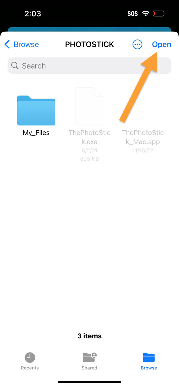 iOS Open Folder